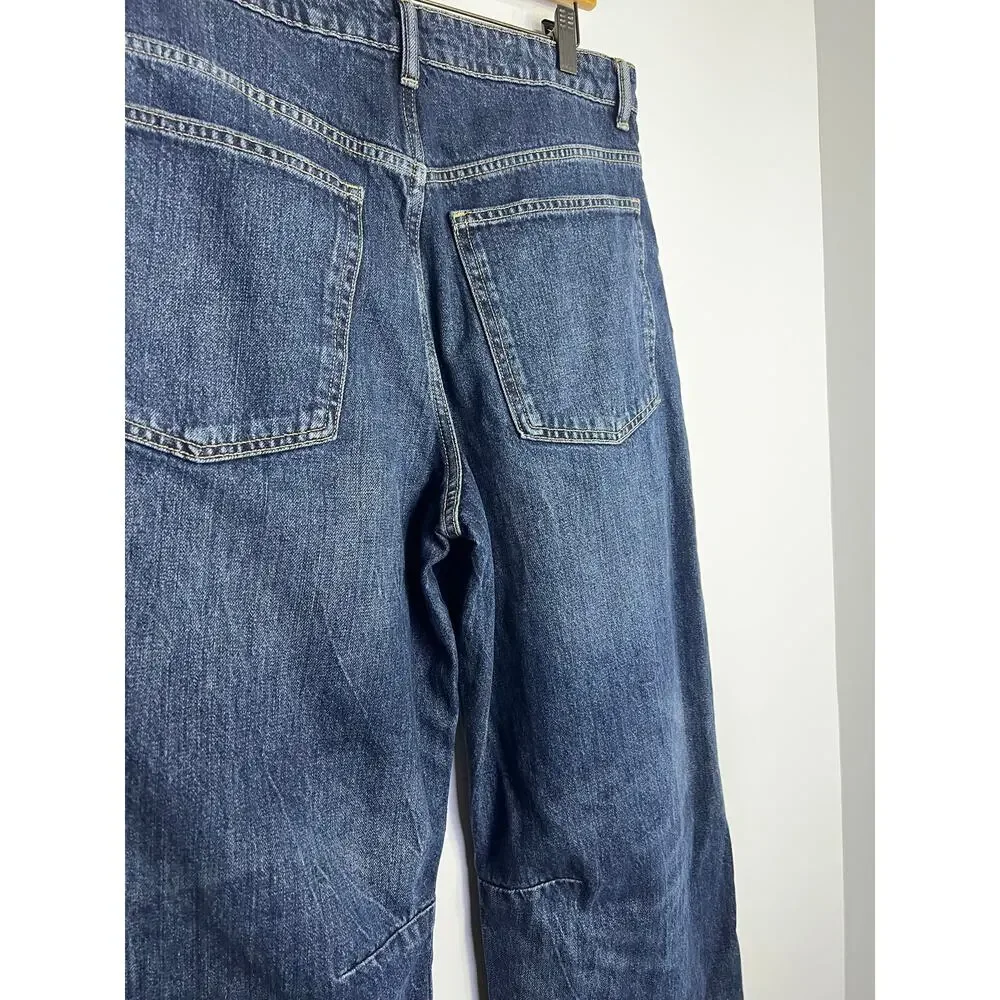 Zara Barrel Jeans dark wash Size 10 Waist 32 inches, inseam 26 inches - Picture 7 of 7